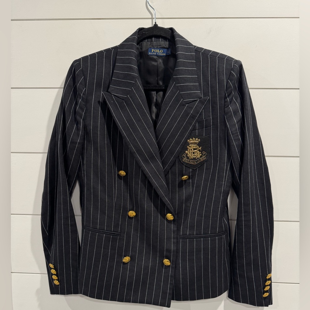 Polo Ralph Lauren black pinstripe linen blend blazer - Picture 5 of 9